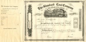 Standard Coal Co. of Pennsylvania - Unissued Stock Certificate